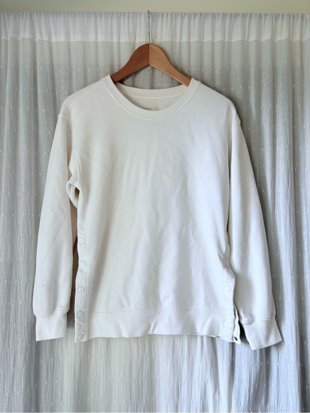 Abercrombie & Fitch Cream Crewneck Sweatshirt with Side Button Detail